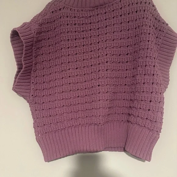 Varley Fillmore Knit Top Women's XL Lilac Purple Cropped Short Sleeve Sweater - Picture 5 of 10